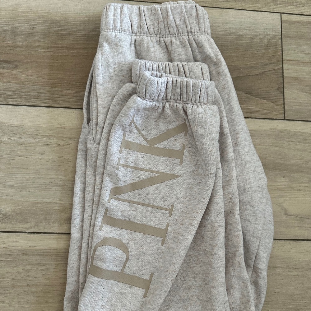 Victoria’s Secret PINK Beige/Cream colored lightweight sweatpants